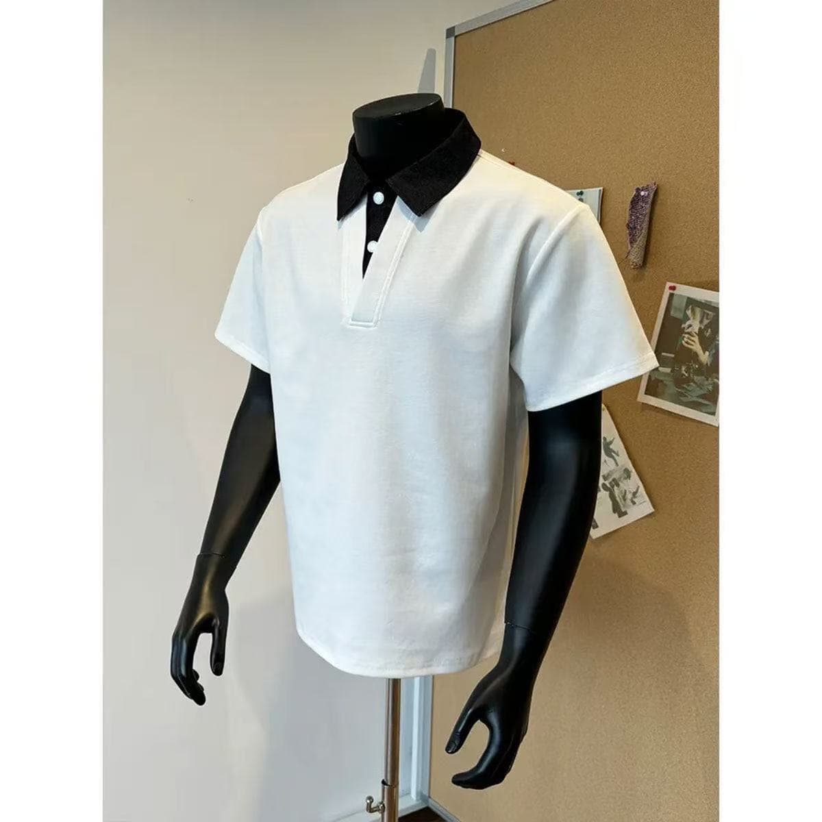 Fake two-piece polo collar short-sleeved men's high-end handsome lapel shirt T-shirt summer cleanfit right shoulder half sleeve 8