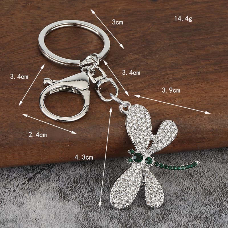 Cross-border hot selling Korean high-end fashion crystal cute dragonfly key pendant trendy exquisite cute accessories wholesale 3