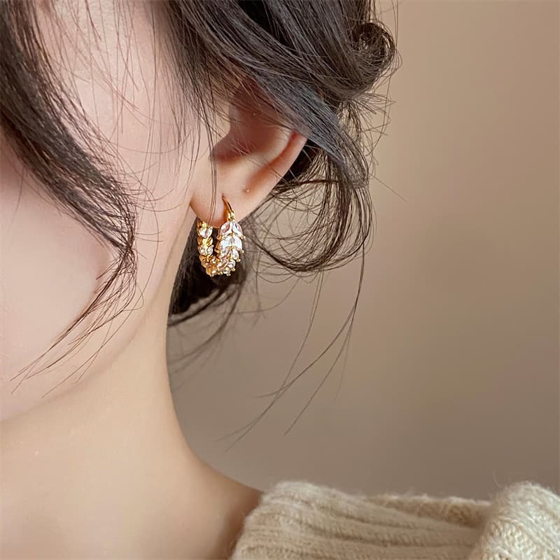 Korean style fashion high-end diamond earrings wheat ears temperament earrings feminine temperament niche internet celebrity simple fashion earrings 4