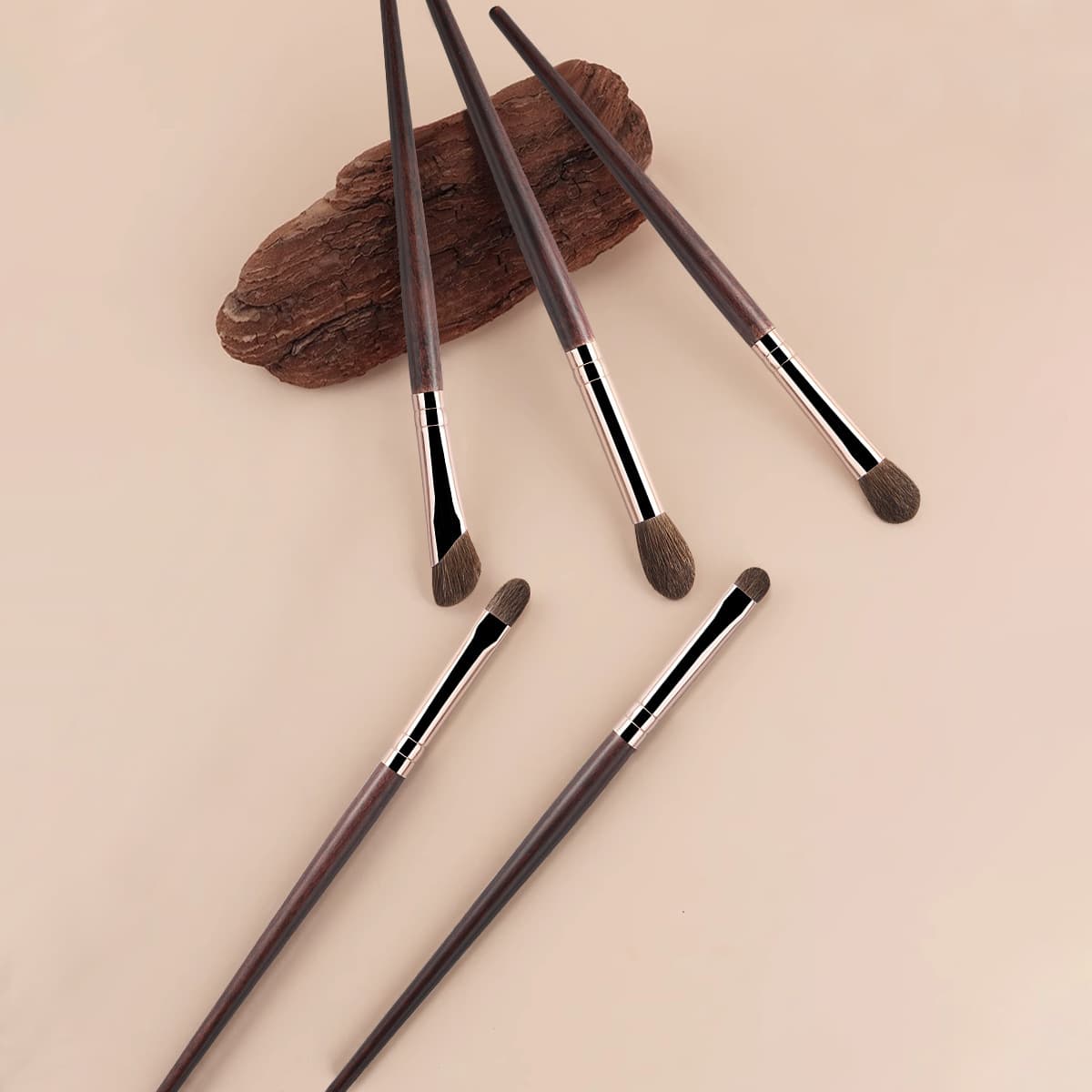 Cangzhou cross-border animal hair 5-piece makeup brush set soft-bristled eye shadow nose shadow brush lying silkworm beginner beauty tool 3