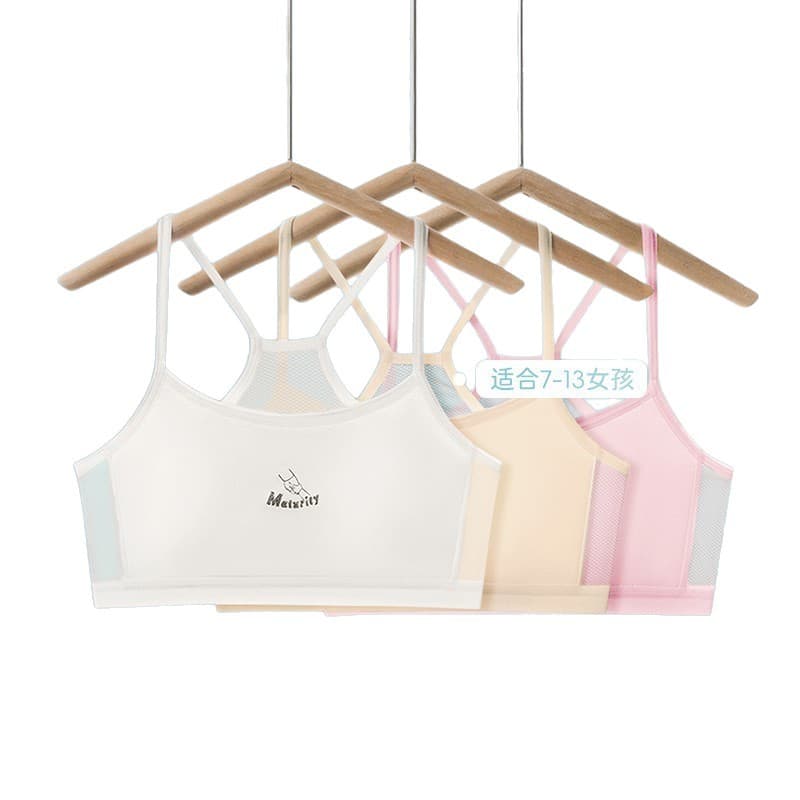 Girls' development period underwear, first stage girl's bra, thin anti-bump vest, sports seamless tube top, breathable 6