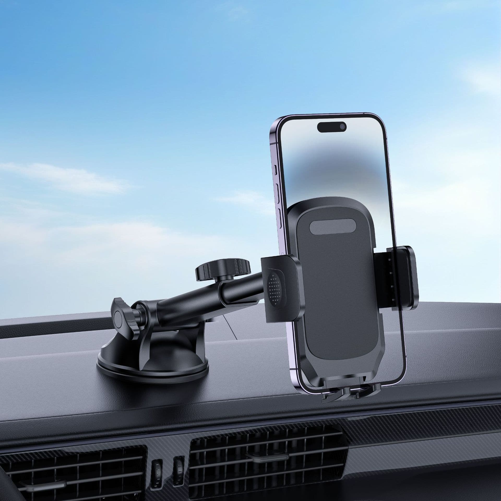 Car mobile phone holder new 360-degree rotating suction cup glue filling car instrument workbench navigation seat telescopic rod 5