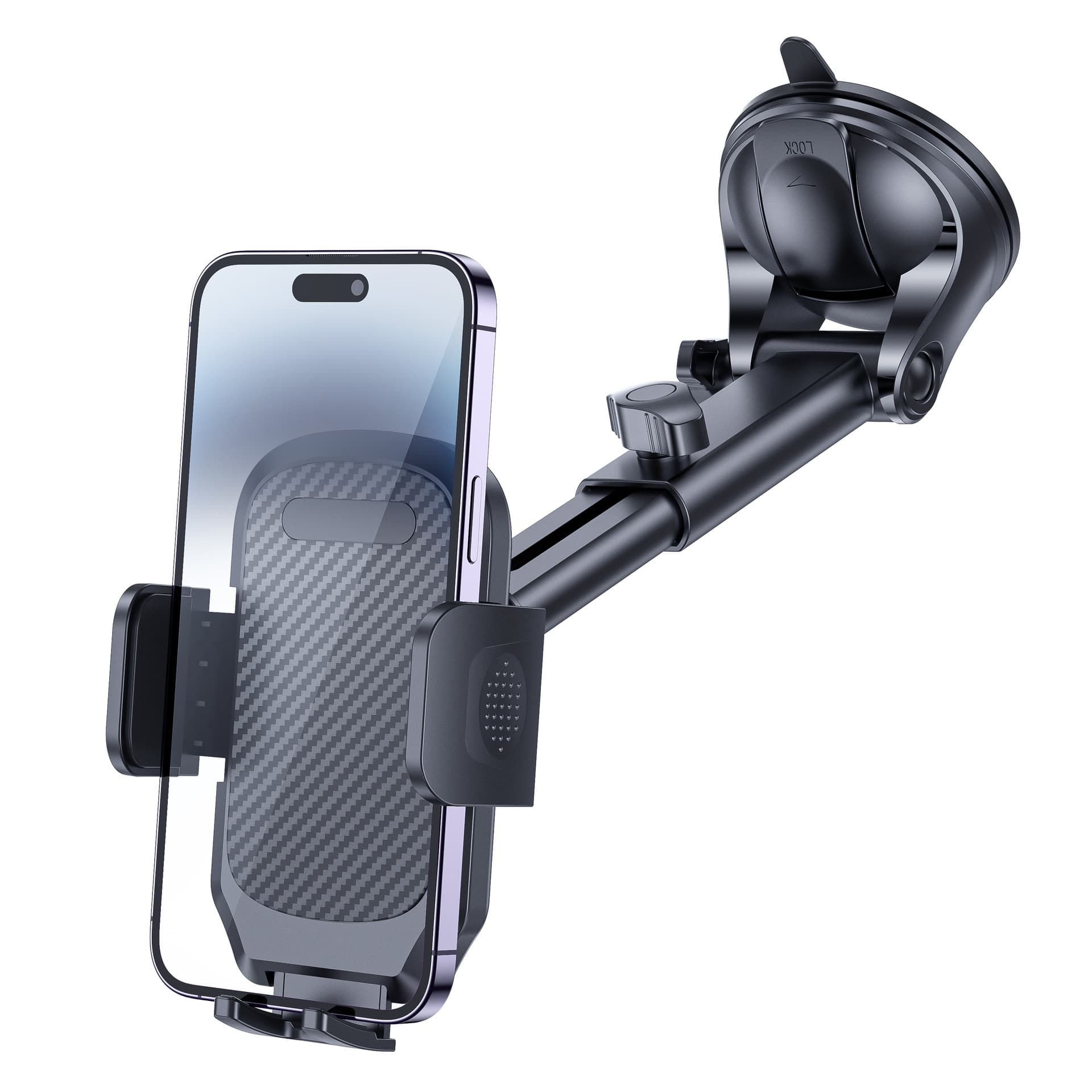 Car mobile phone holder new 360-degree rotating suction cup glue filling car instrument workbench navigation seat telescopic rod 6
