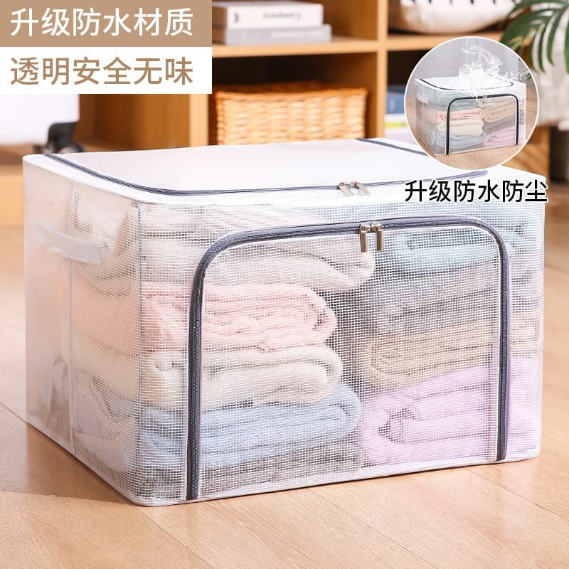 Transparent clothes storage box household large-capacity wardrobe clothing box dormitory organizing box bag storage artifact 9