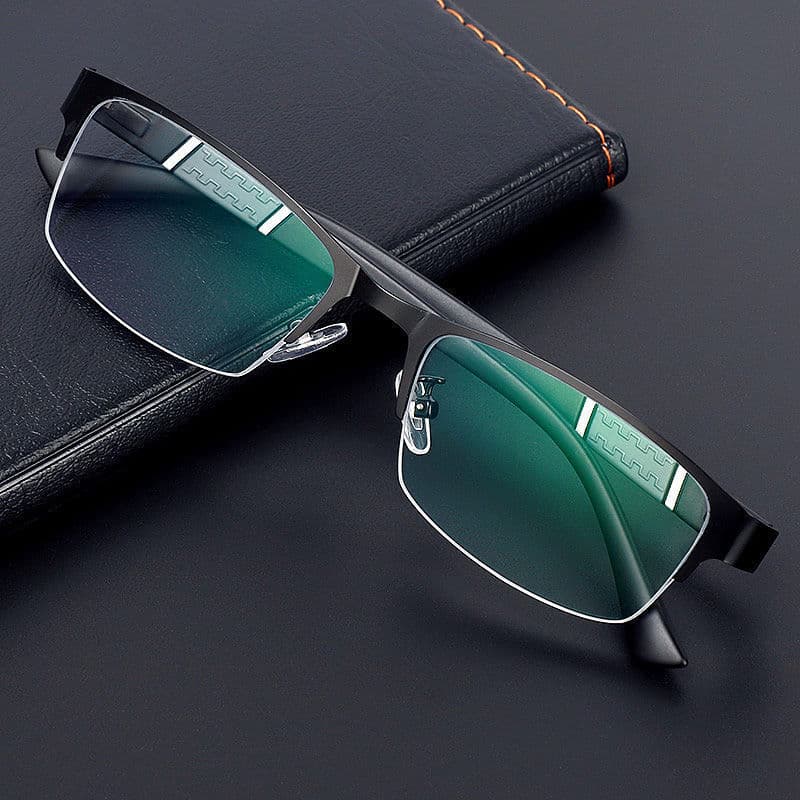 New men's myopia glasses, anti-blue light, computer and mobile phone with prescription flat mirror, fashionable half-frame goggles for men 3