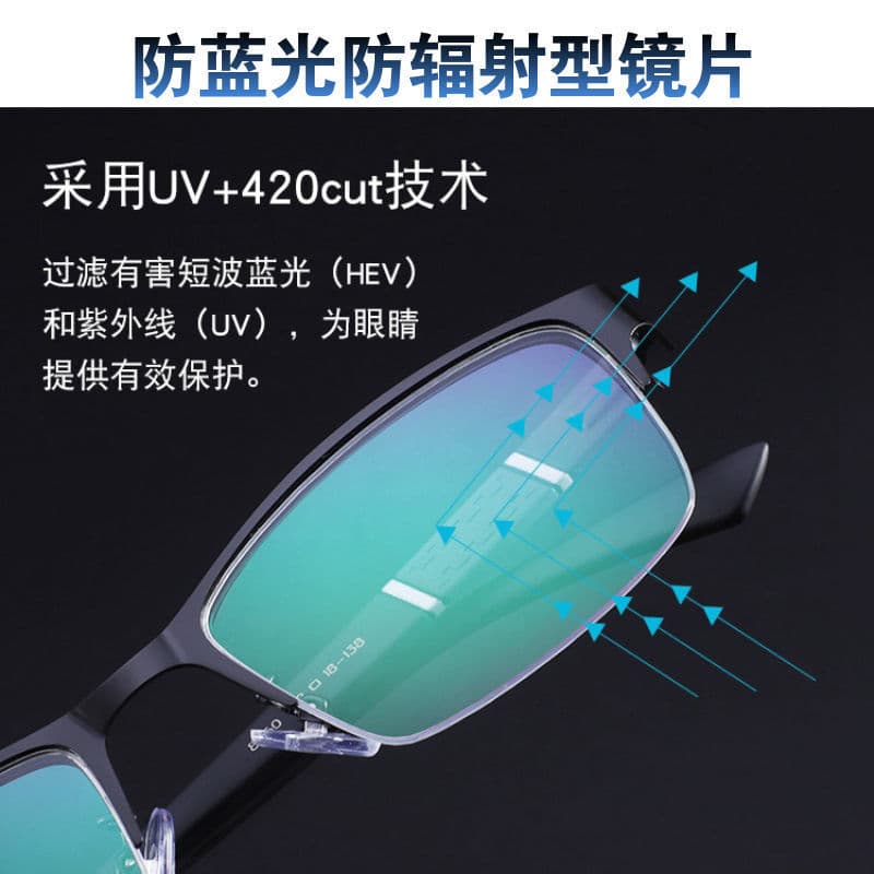 New men's myopia glasses, anti-blue light, computer and mobile phone with prescription flat mirror, fashionable half-frame goggles for men 4
