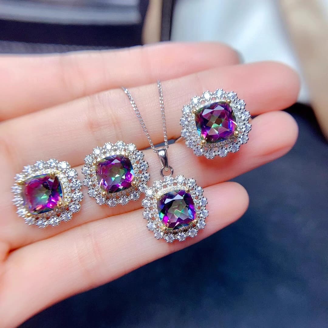 Cross-border live broadcast new high-end light luxury high-quality set earrings necklace ring jewelry spot wholesale 9