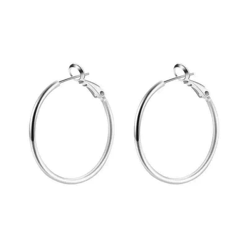 Qiao Yan's Thoughts Zhao Liying same style silver plain hoop earrings 2026 new hot style cool style hoop earrings for women 6