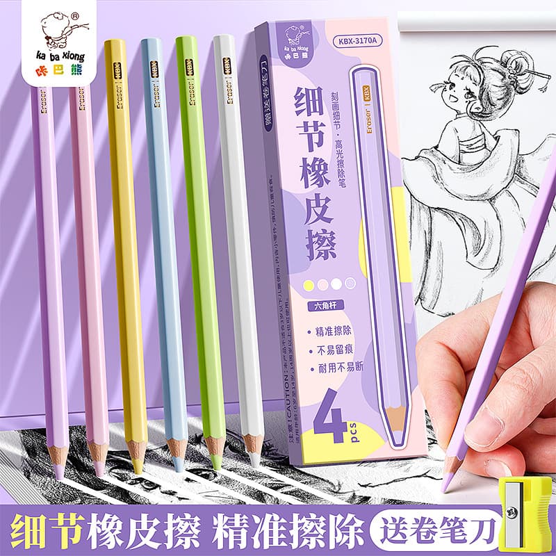 Kaba Bear's new detailed pencil eraser with less shavings, super clean and leaves no traces, cartoon cute model for primary school students 2