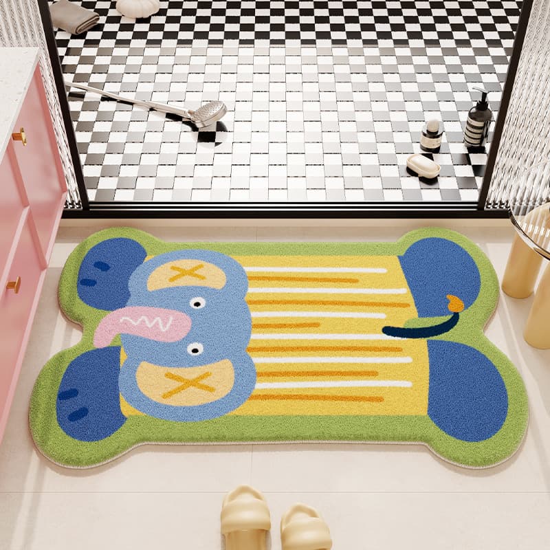 Animal bathroom floor mats, household water-absorbent and wear-resistant floor mats, bathroom entry anti-slip mats, easy care imitation cashmere floor mats 10