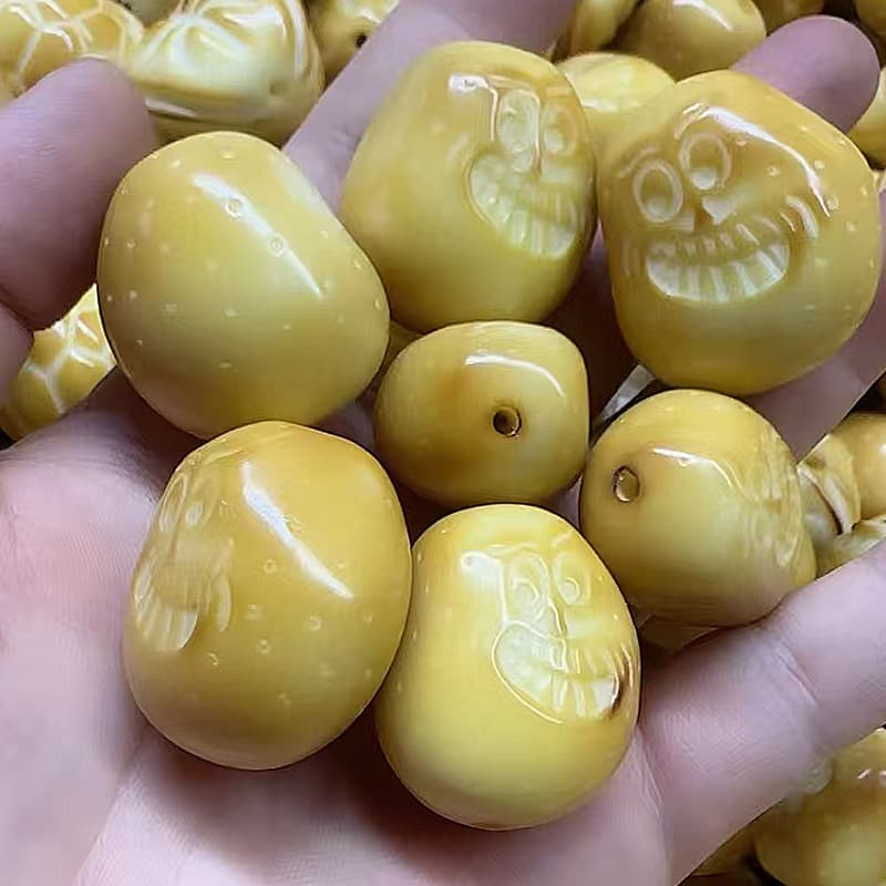 Ivory Fruit Loose Beads Charcoal Grilled Carving Handmade DIY Buddha Beads Rosary Jewelry Wenwan Bracelet Jewelry Accessories Wholesale 7