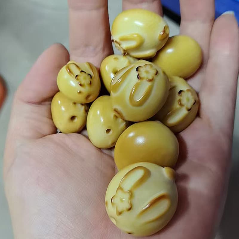 Ivory Fruit Loose Beads Charcoal Grilled Carving Handmade DIY Buddha Beads Rosary Jewelry Wenwan Bracelet Jewelry Accessories Wholesale 10