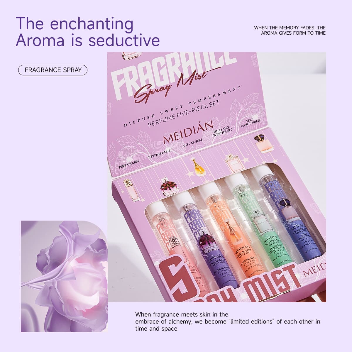 Cross-border popular brand-name perfume set for body and hair, alcohol-free fragrance spray, travel size 4