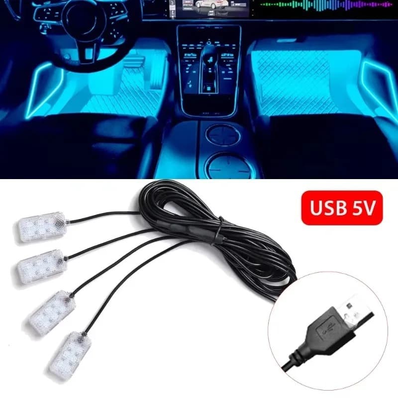 Car atmosphere light, no modification in the car, LED atmosphere light, car USB foot light, interior music rhythm light 2
