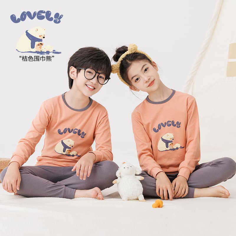 Boys' autumn clothes, long johns, pure cotton underwear sets, teenagers and older children's shirts and underwear, children's pajamas, girls' cotton sweaters 7