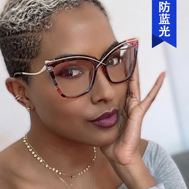 X Cat Eye Metal Glasses Frame 2022 New Anti-Blue Light Large Frame Flat Mirror European and American INS Trendy Retro Glasses Frame 2