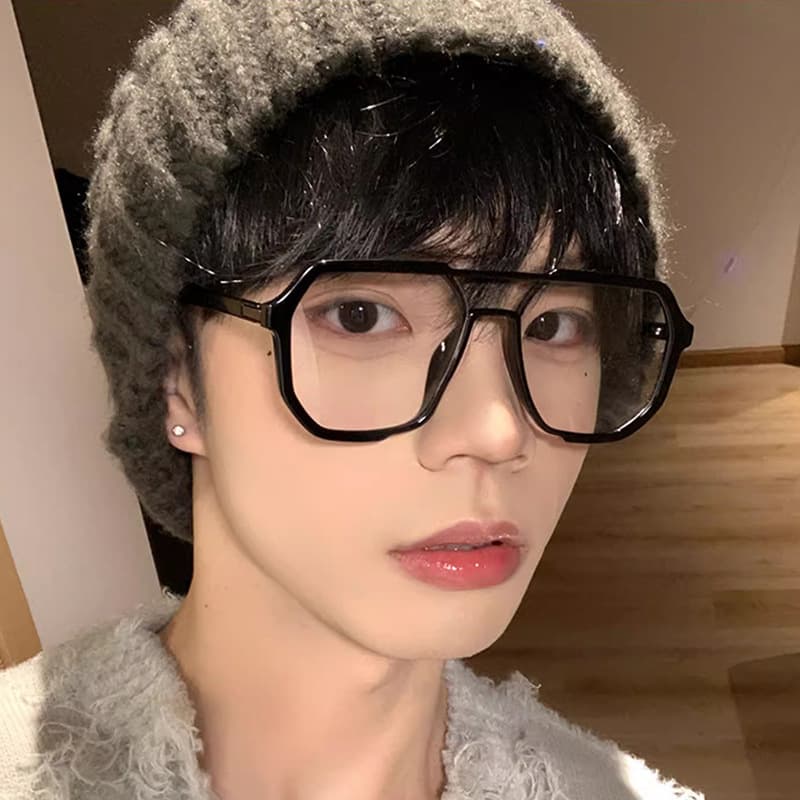 Pilot handsome double beam men's black glasses frame myopia can be equipped with ultra-light elegant large frame eye frame large frame for women 4