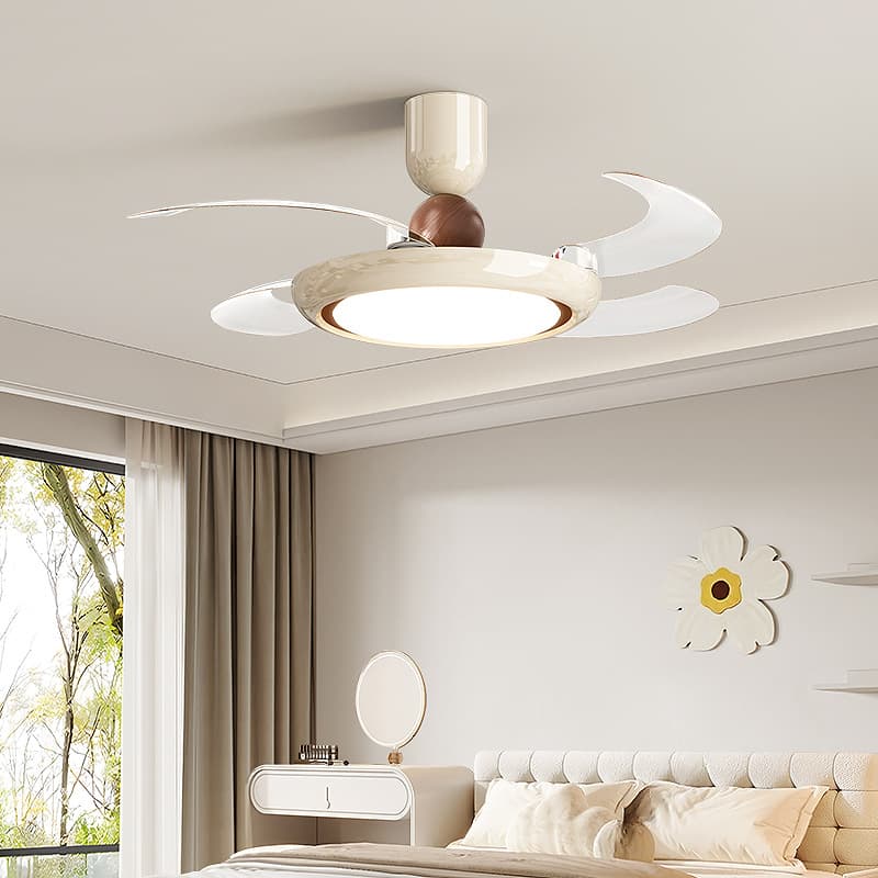 Cream fan light for living room, ceiling fan light for restaurant, simple bedroom invisible silent fan light, home ceiling fan light 5