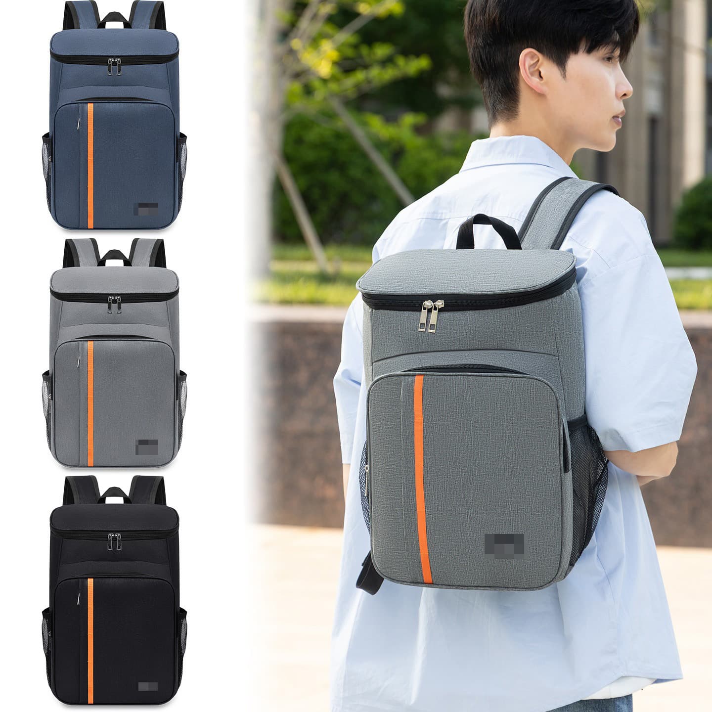 Wholesale backpack large capacity insulated bag aluminum foil takeaway meal delivery box outdoor fresh picnic portable backpack 3