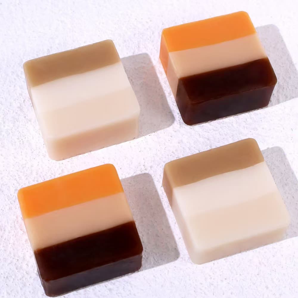 Three-color essential oil soap 100g handmade plant-based glycerin soap bar cleansing goat milk oatmeal soap 5