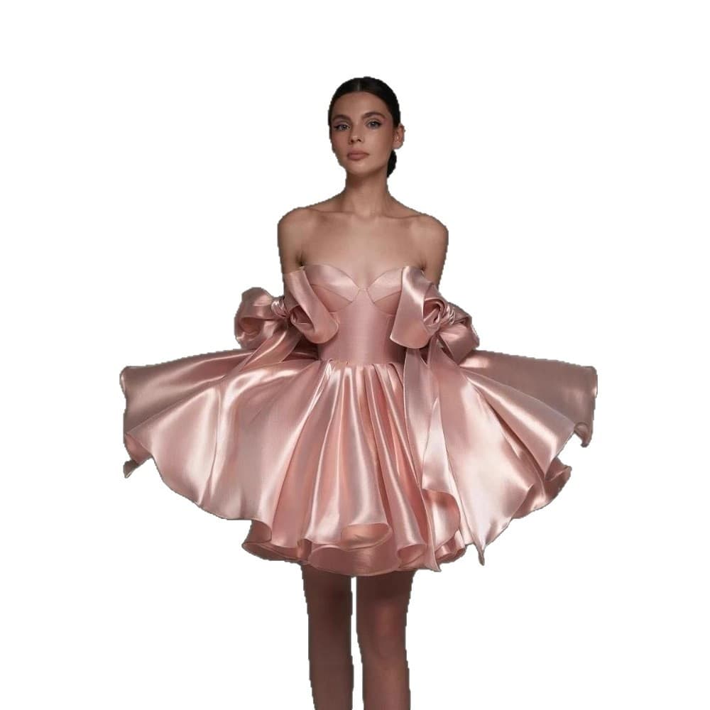 Cross-border AliExpress bow design suspender dress birthday party short dress skirt niche temperament dress 5