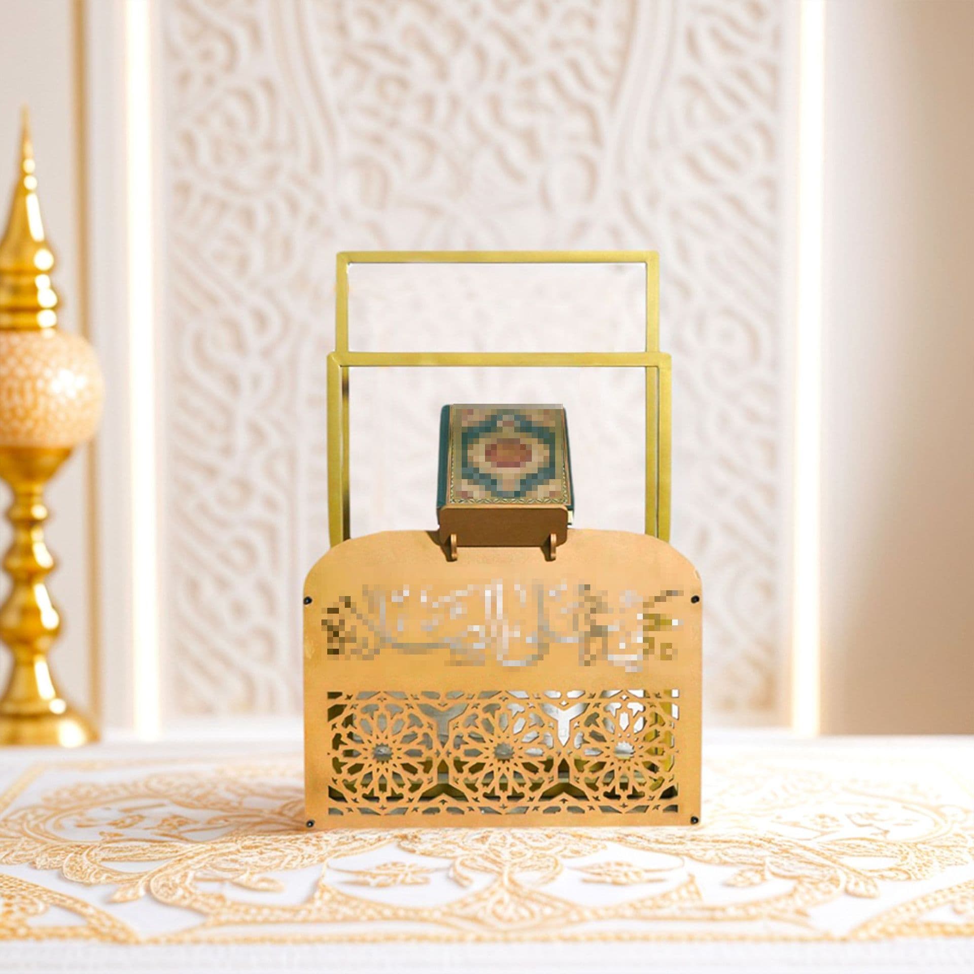 Cross-border hot-selling Middle Eastern bookshelf, carpet and towel storage rack, carved pattern handicraft prayer rack 1