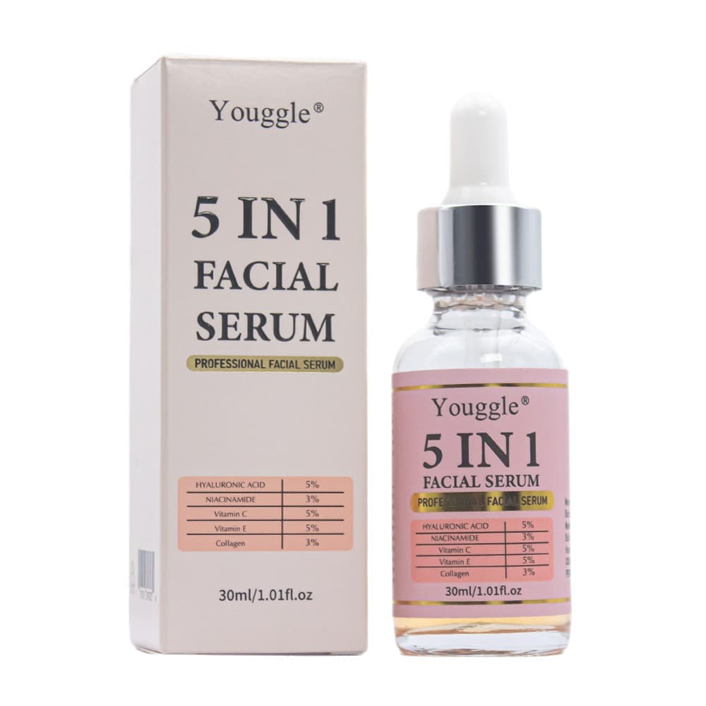 Cross-border 5-in-1 facial serum hyaluronic acid liquid moisturizing anti-wrinkle pore shrinking skin care facial serum 6