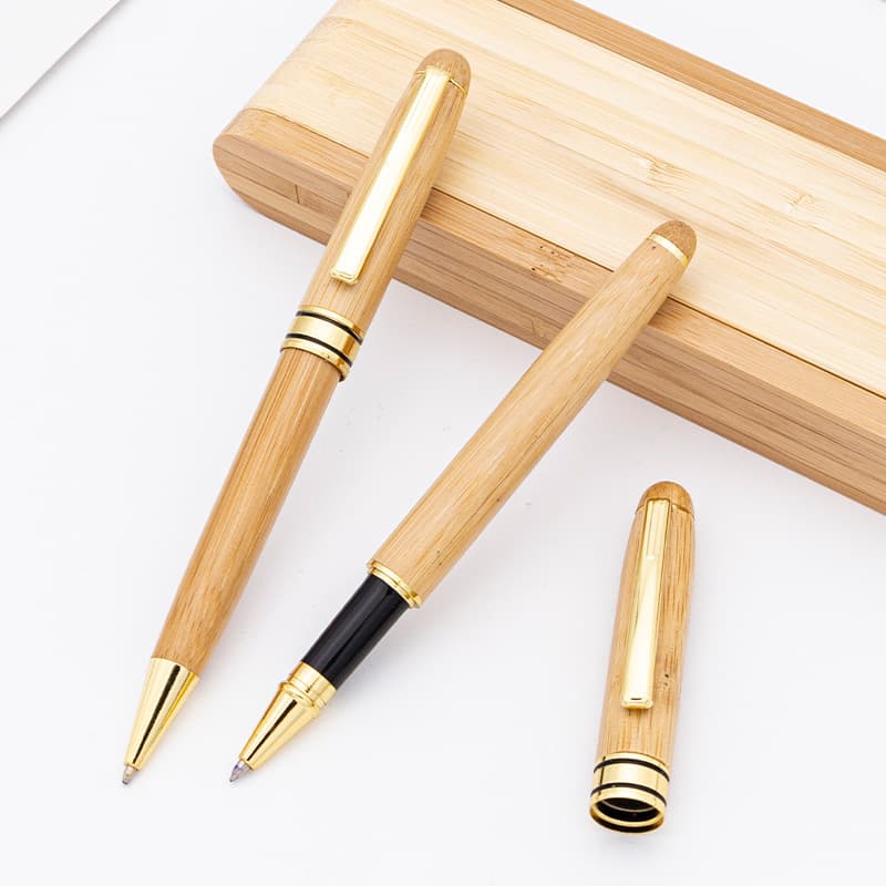 Business meeting bamboo wood pen gift set wooden ballpoint pen corporate annual meeting graduation gift signature pen 5