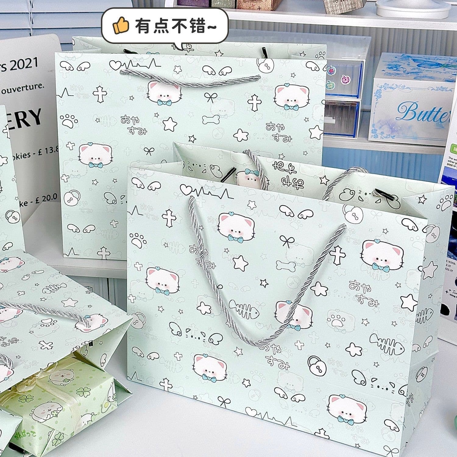 New angel kitten birthday gift bag gift packaging handbag ins style high-looking holiday gift bag 5