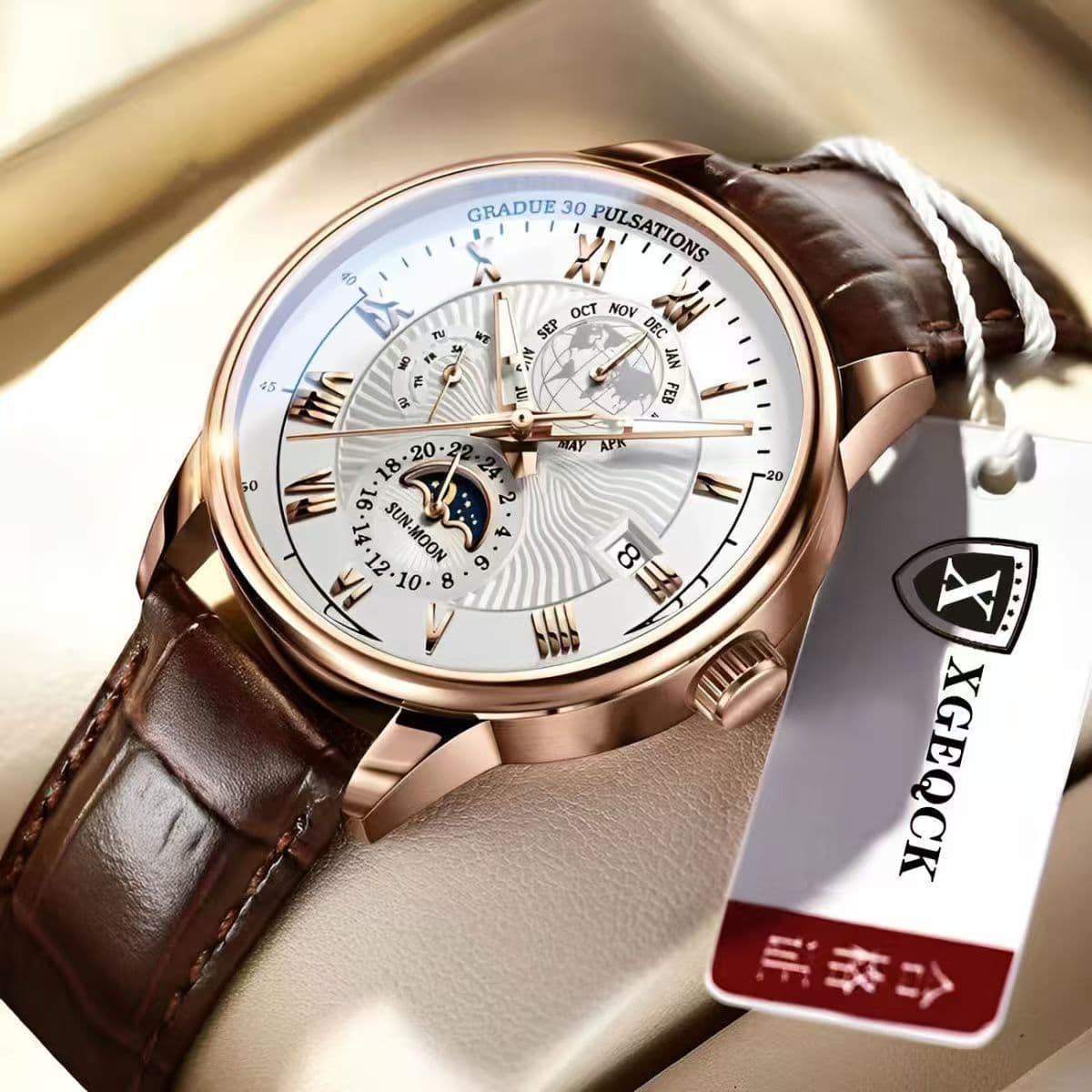 Cross-border men's watch business high-end handsome non-mechanical calendar belt cool senior boys quartz watch 2