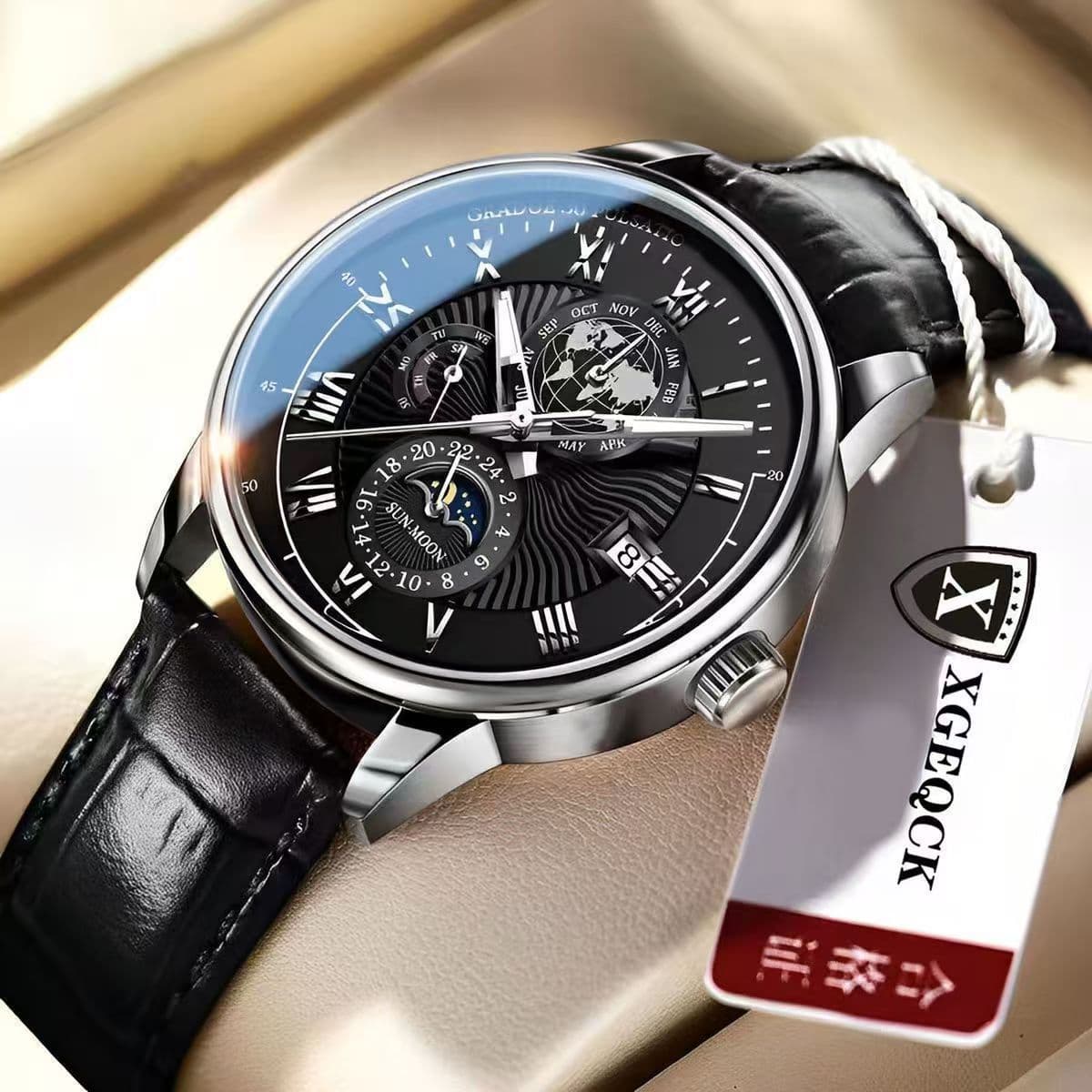 Cross-border men's watch business high-end handsome non-mechanical calendar belt cool senior boys quartz watch 3