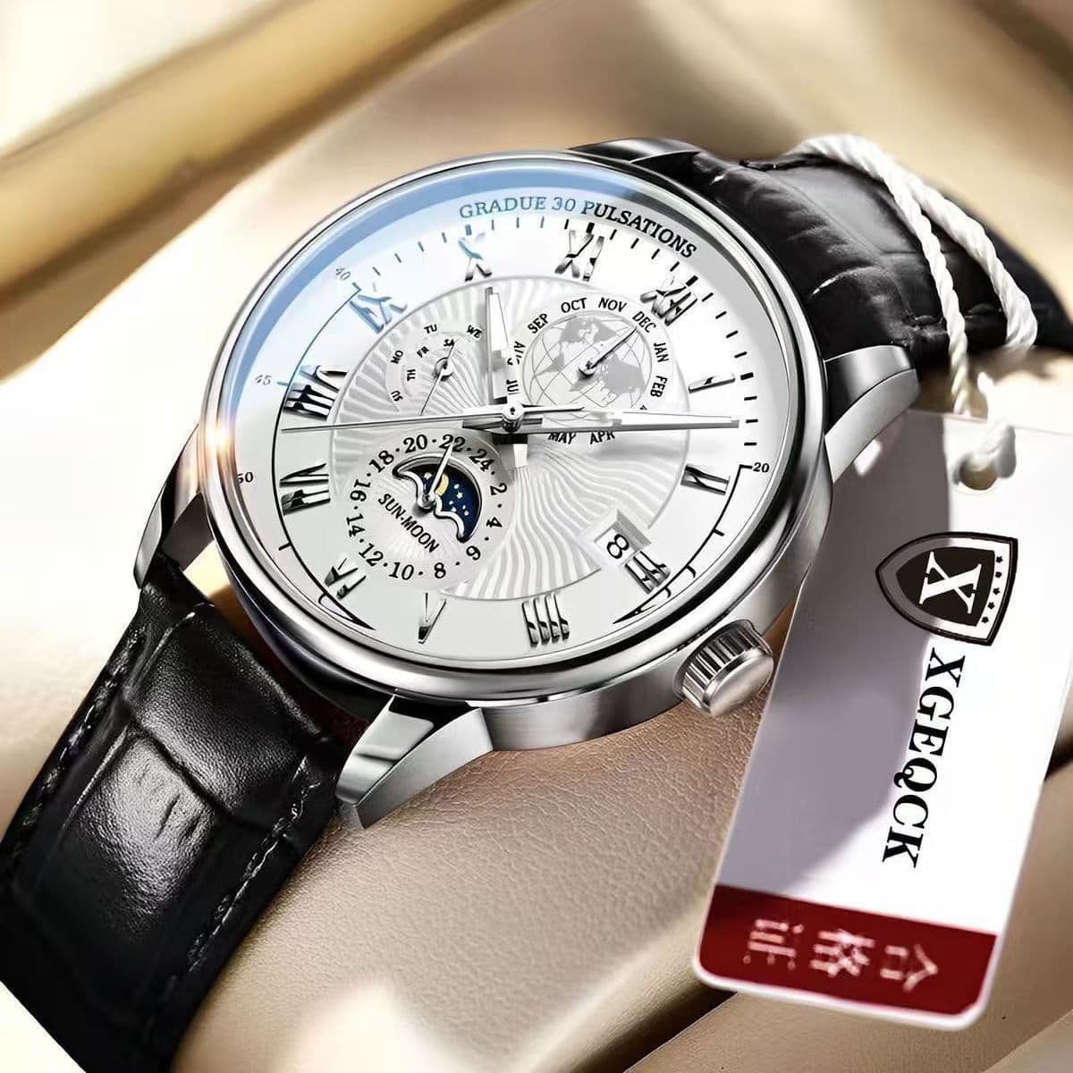 Cross-border men's watch business high-end handsome non-mechanical calendar belt cool senior boys quartz watch 5