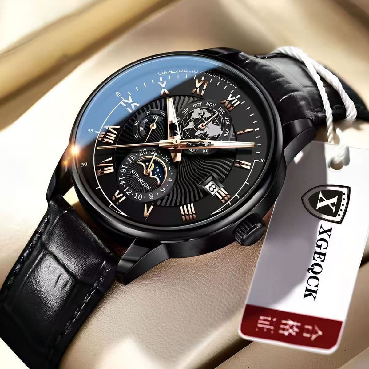Cross-border men's watch business high-end handsome non-mechanical calendar belt cool senior boys quartz watch 8
