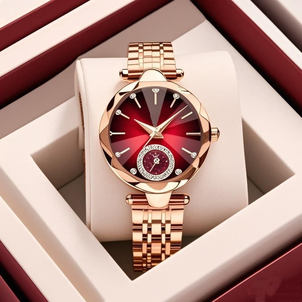Cross-border hot-selling steel band watch features spire glass gradient diamond face ladies business accessories set quartz watch 8