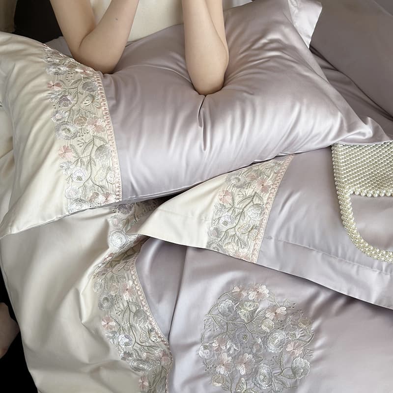 High-end embroidery! 100-count long-staple cotton bed sheet set of four pieces pure cotton bed sheet quilt cover light luxury style 4-piece set 6
