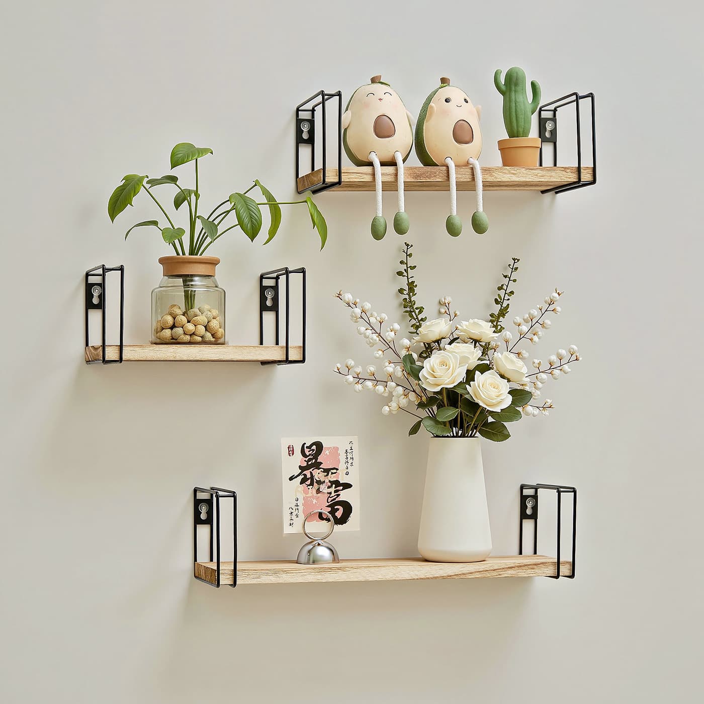 Nordic iron art rack creative wall storage rack wall hanging simple wall decoration bookshelf multi-layer organizing shelf 2