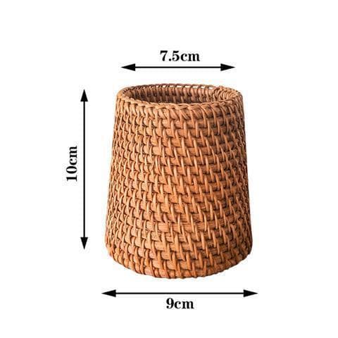 Vietnamese rattan straw desktop storage office stationery makeup pen holder storage box handmade retro tea ceremony six gentlemen 7