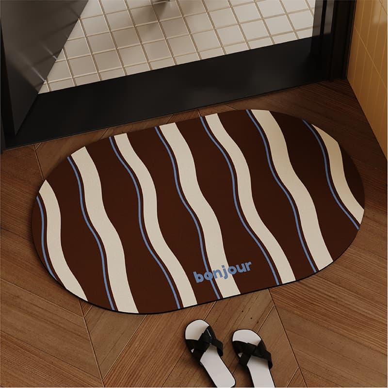 American retro chocolate bathroom floor mat soft diatom mud water-absorbent quick-drying bathroom sink non-slip foot mat 1
