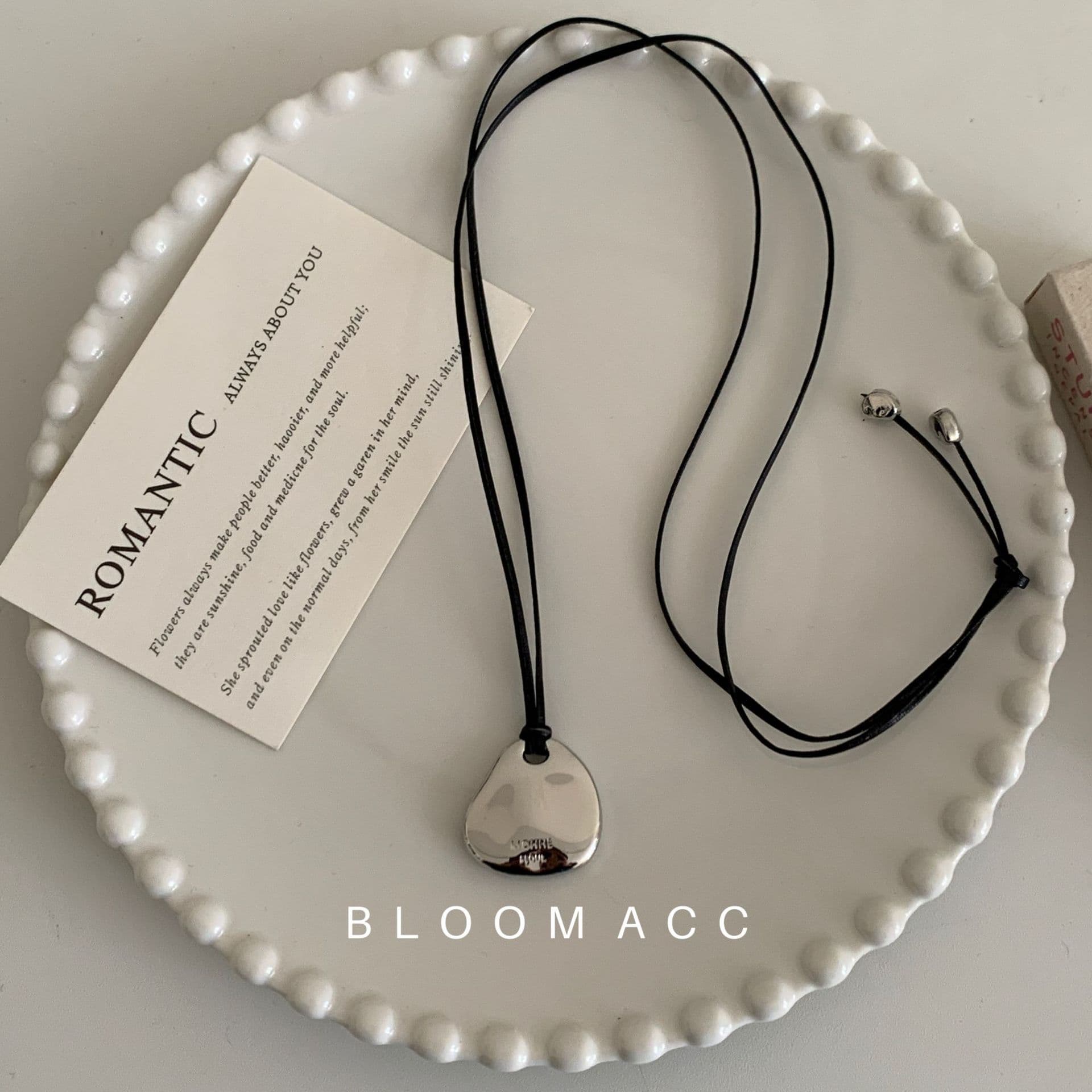 Korean new ins style letter mohhe irregular pendant black rope necklace fashionable and versatile casual sweater chain 7