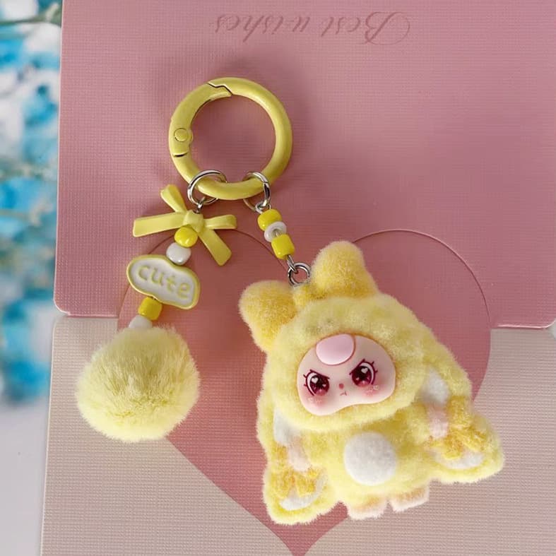 Cross-border flocking new three-year-old baby diy keychain pendant cartoon cute bag pendant fashionable trendy pendant 4