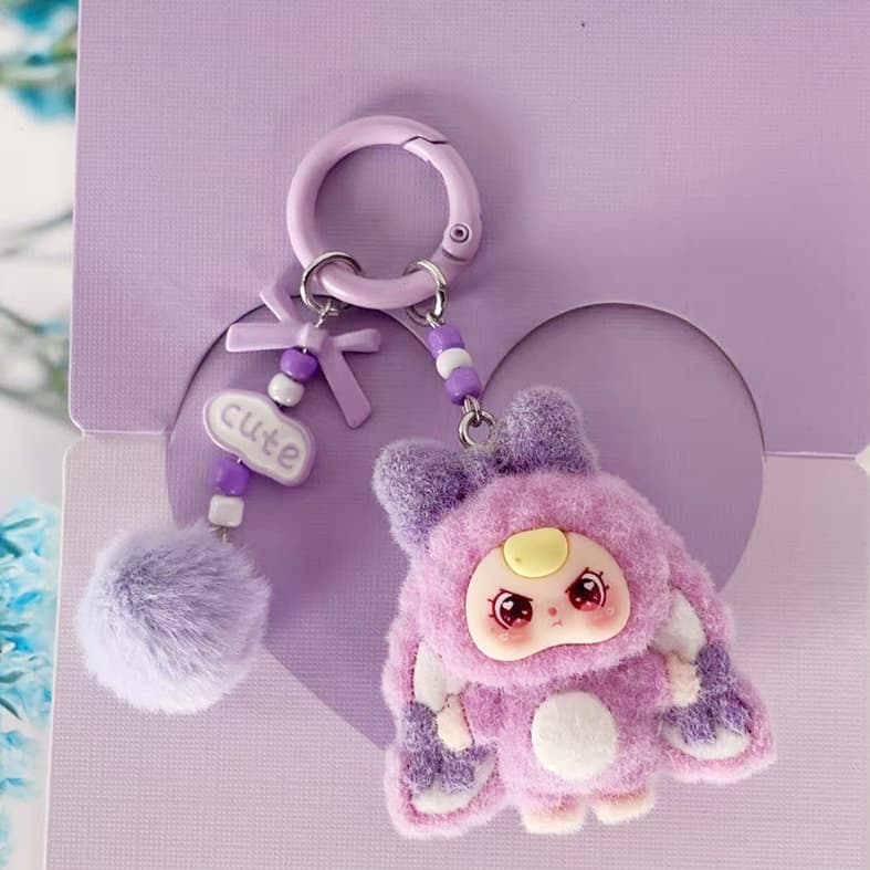 Cross-border flocking new three-year-old baby diy keychain pendant cartoon cute bag pendant fashionable trendy pendant 1