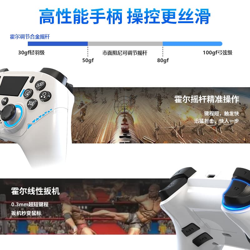 Manufacturer PS4 controller RGB light dual vibration burst back button wireless Bluetooth controller PCsteam game controller 3