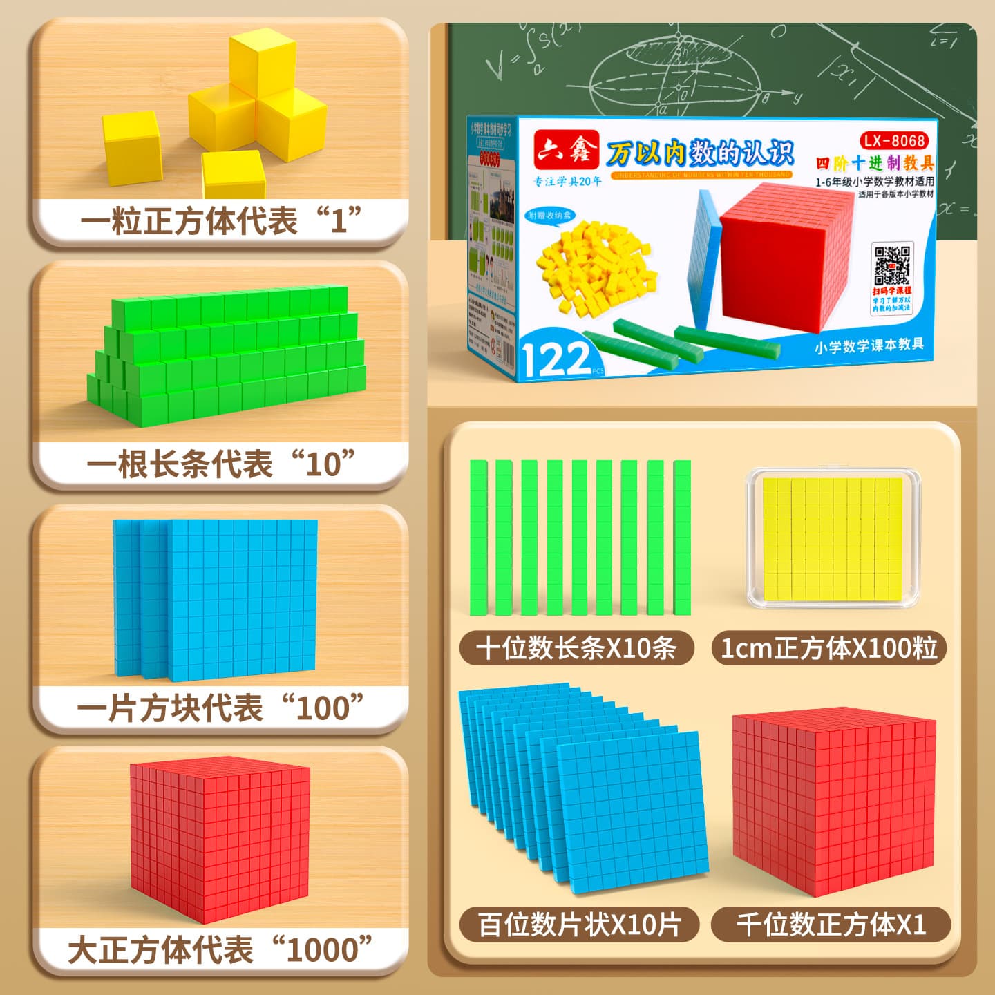 Second grade mathematics teaching aids set full volume three-dimensional geometric shape model student counter abacus plane graphics 5