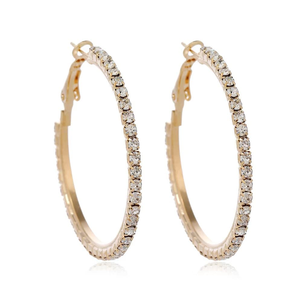 European and American fashion shiny C-shaped earrings, high-end, creative, simple rhinestones, exaggerated large, medium and small C-shaped earrings, 3 pairs 6