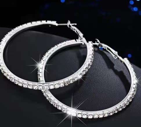European and American fashion shiny C-shaped earrings, high-end, creative, simple rhinestones, exaggerated large, medium and small C-shaped earrings, 3 pairs 8