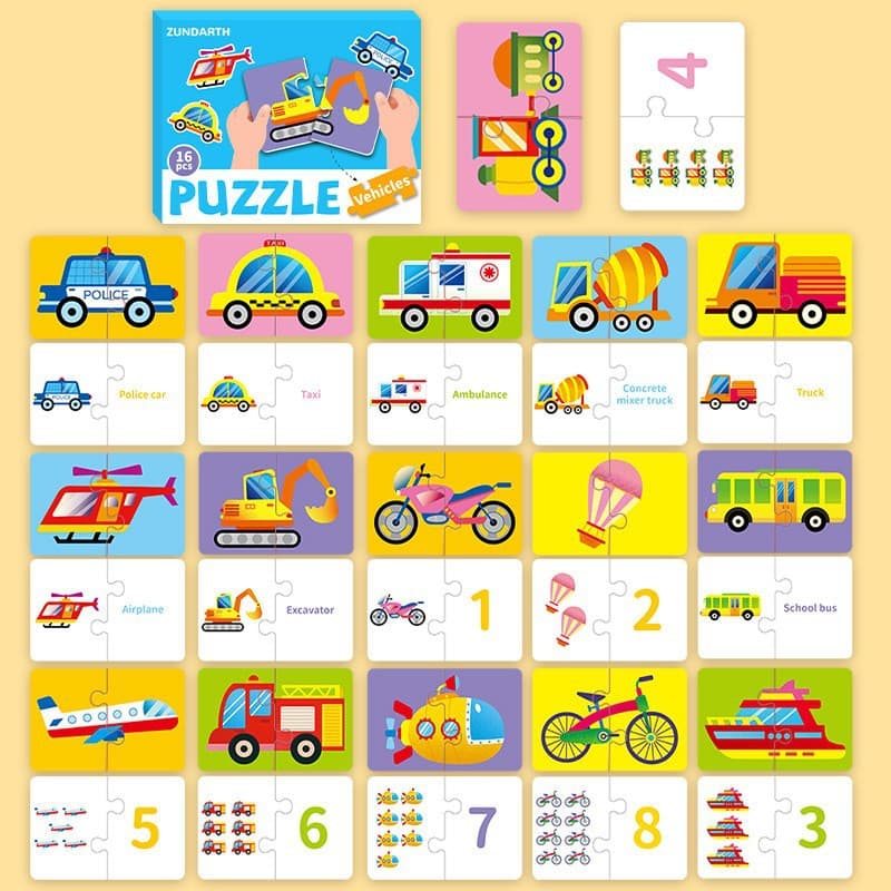 Montessori early education baby cognitive puzzle animal transportation hand scratching board puzzle building blocks educational children's matching toys 7