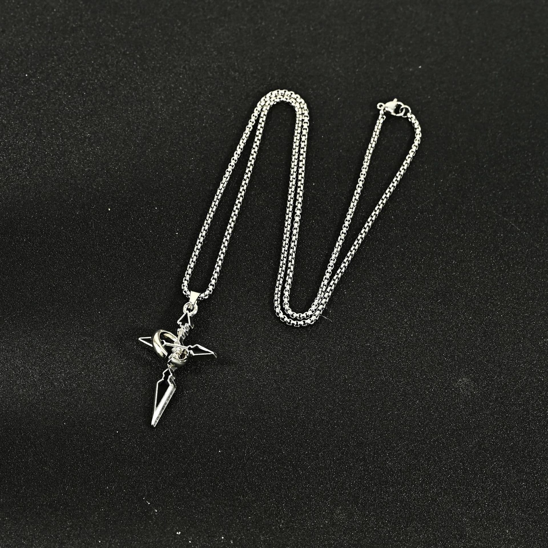 New cross pendant men's necklace women's trendy titanium steel chain accessories sweet and cool trendy sweater pendant design 1