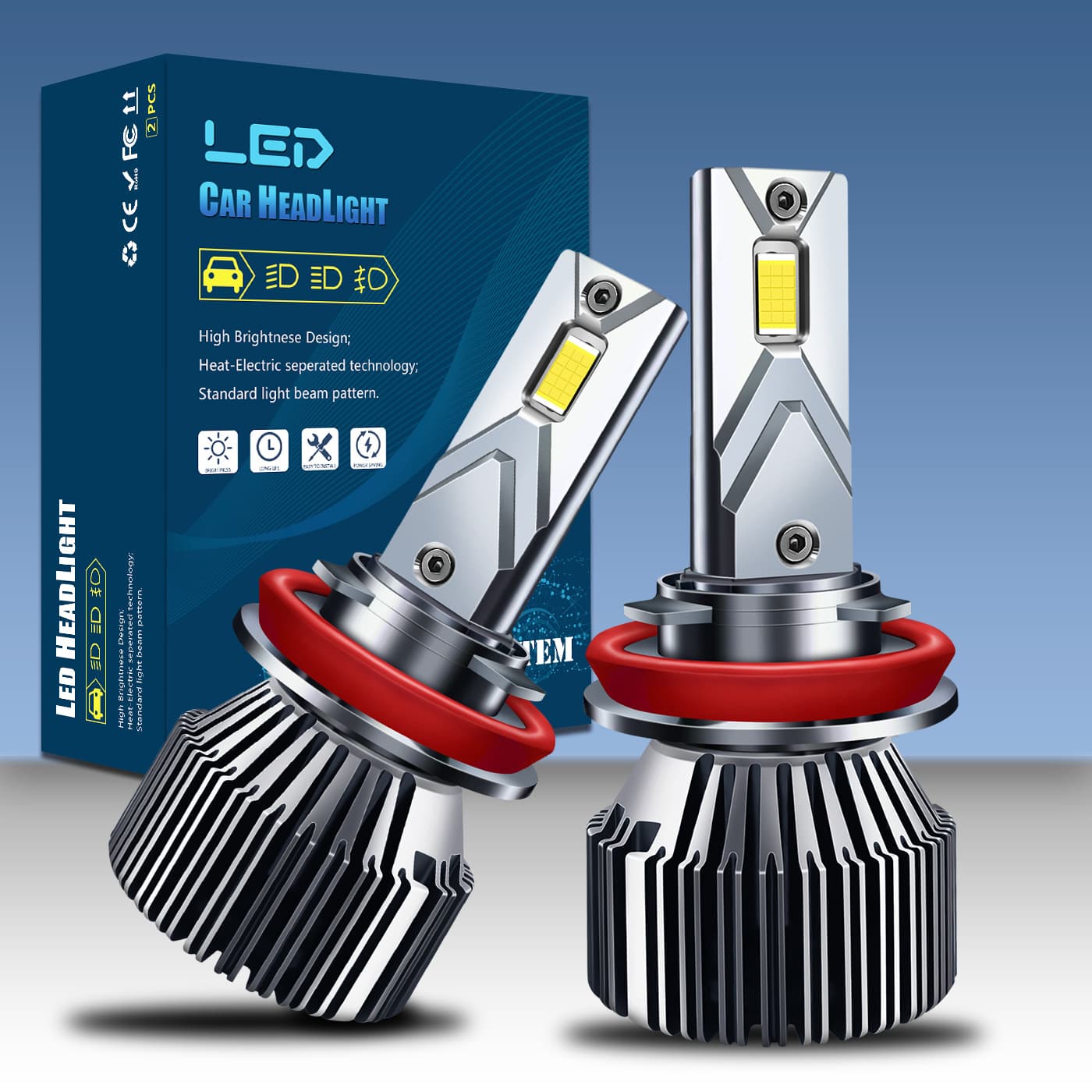 Cross-border exclusive supply of E5 built-in car LED headlights H1H7H4 high-power car LED headlights H119005H3 2