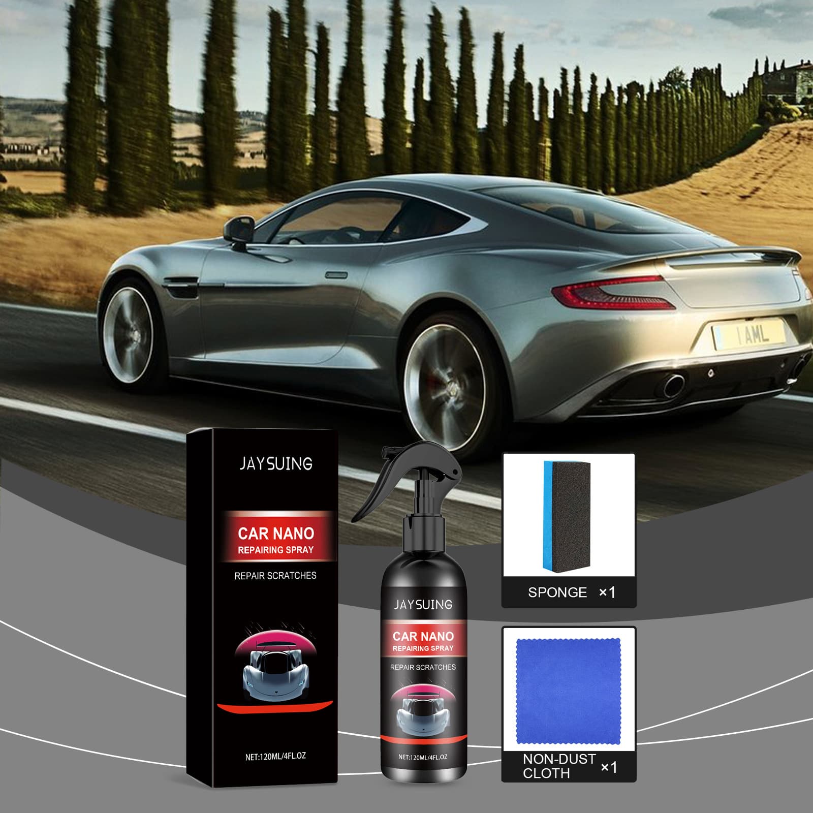 Jaysuing car coating spray set, car paint polishing, maintenance, anti-fouling, scratches, touch-up, paint cleaning, stains 2