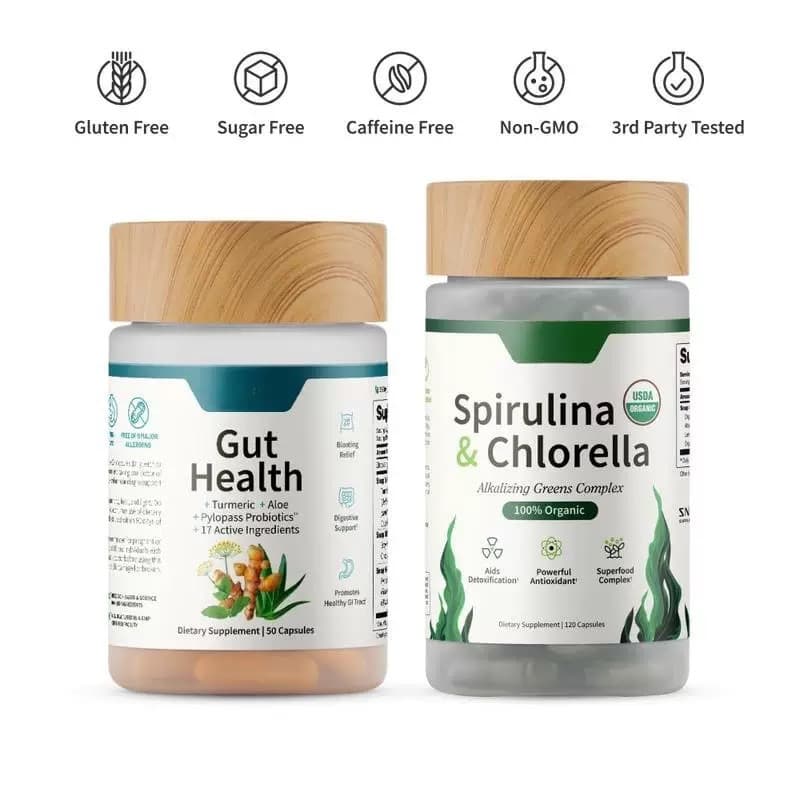 Spot TK Hot Selling Intestinal Health & Spirulina & Spirulina Natural Supplement Set Prebiotic Dietary Supplement 3